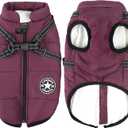 Aiboria Dog Jackets Coat for Winter Windproof Waterproof Skiing Dog Vest Fleece Warm Chest Strap Belt Purple Large