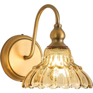 Vintage Amber Bedroom Wall Sconces 1-Light Hardwired Wall Mount Wall Light Fixtures for Bathroom Hallway Kitchen Dress Room