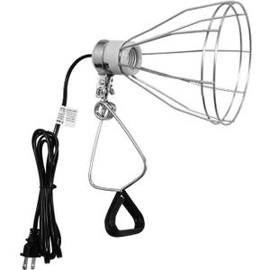 Simple Deluxe Clamp Lamp Light with Steel Cage Wire Grillup To 250W E26 Socket (No Bulb Included) 6' Cord, Silver