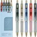 SUIN Gel Pens, Premium 0.7mm Black Ink, Retractable Rolling-Ball Gel-Pens, Refillable Medium Fine Point for Smooth Writing - Pack of 4