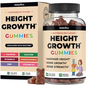 Height Growth Gummies | Vitamin Gummies with Calcium, Magnesium Glycinate, Zinc, Ashwagandha, Vitamin K2 D3 | Height Increase Supplement, Multivitamin for Kids, Teens Boy & Girl, Adults | 60 Gummies (6 Count (Pack of 10))