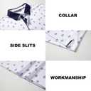 Golf Shirts for Men Dry Fit Performance Print Short Sleeve Moisture Wicking Golf Polo Shirts (White, L)