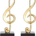 2PCS Musical Sculptures, Music Notes Gold Musiccal Note Statues Music Note Decor Gifts Music Note Figurine Statue Music Note Ornaments Table Centerpiece Crafts Gold Home Art for Living Room