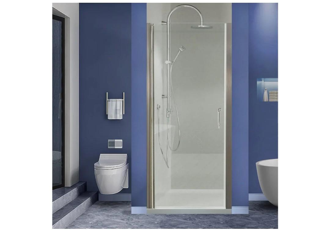 GroGro Frameless Bathroom Glass Shower Door,34-35.5" W x 72" H Pivot Swing Shower Door,1/4 in Thick Clear Tempered Glass,Brushed Nickel Finishr,Shower Doors Can Reversible Installation