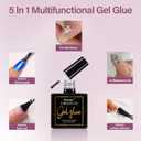 Misssix Short Almond Gel Nail Tips Kit, 216Pcs Pre Etched Clear Fake Nails, Full Cover False Nail 9-in-1 Gel Glue and Portable Mini U V Nail Lamp for Women 12 Sizes