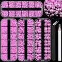 4 Boxes Flat Back AB Pearls Kit 10 Flatback Light PurpleAB Half Round Pearls 3-10mm with Pickup Pencil and Tweezer for Home DIY and Professional Nail Art, Face Makeup and Craft