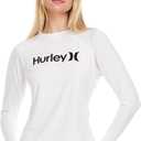 Hurley Rash Guard for Women, Womens Rash Guard Long Sleeve Shirts, Rashguard Swim Shirt Women UPF 50+ SPF & UV Protection (Medium, White)