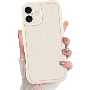 MZELQ for iPhone 16 Plus Case, Silicone Wave Ripple Cute Pattern, Camera Protection Soft Slim Shockproof for Girls Women -White