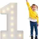 3FT Light Up Numbers Pre-Cut Frame Giant Marquee Numbers 1, Mosaic Numbers for Balloons, First 1st 21st Birthday Anniversary Decorations Party Decor