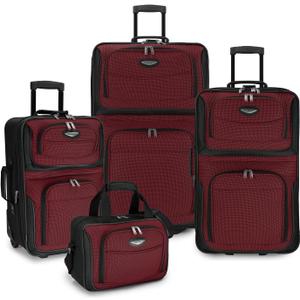 Travel Select Amsterdam Expandable Softside Rolling Upright Luggage, Burgundy, 4 Piece Set
