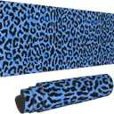 Blue Leopard Skin Print XL Large Mouse Pad with Stitched Edges Long Non-Slip Rubber Base Mousepad Laptop Keyboard Mat Desk Pad for Office Home Desk Decor, 31.5" X 11.8"