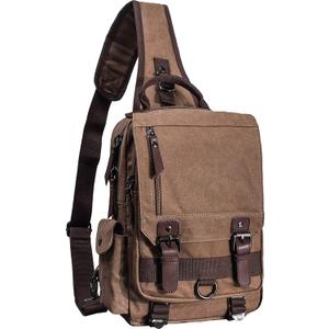 mygreen Canvas Cross Body Messenger Bag Shoulder Sling Backpack Travel Rucksack (Large, Coffee)