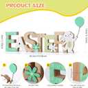 Easter Decorations Wooden Sign for Home, Farmhouse Rustic Easter Table Decor Cute Bunny with Balloon for Tiered Tray Tabletop Happy Spring Indoor Outdoor Party Decoration