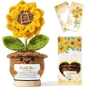 Thank You Gifts for Women Handmade Emotional Support Plush, Positive Handmade Crochet Sunflower Teacher Appreciation Gifts, Mothers Day Birthday Thank You Gift for Women Mom Coworker Boss Friends Her