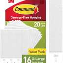 Command 20 lb X-Large Picture Hanging Strips, 7 Pairs White Strips Heavy Duty Picture Hanger