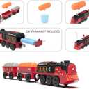 Toy Train Electric Train Set for Wooden Tracks, Christmas Motorized Train Toys for Toddlers, Battery Operated Train Includes Lights, Sounds, Smoke, Steam Train Compatible with Thomas, Brio, Small to Medium