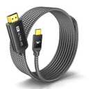 WARRKY USB C to HDMI 2.1 Cable 8K@60Hz, 4K@240Hz/ 120Hz, [Gold-Plated Plug, Aluminum Case]48Gbps, HDCP2.3, Compatible with Thunderbolt 3/ 4/ 5, USB4, iPhone 16/ 15, MacBook Pro/ Air, Galaxy S24, Dell, XPS, 10FT