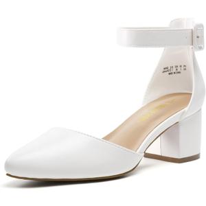 DREAM PAIRS ANNEE Pointed Toe Low Chunky Heels Pump Shoes, 8