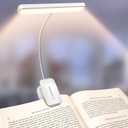 Glocusent 26 LED Book Light, 1200 mAh 90 Hrs Lasting Rechargeable Reading Light, 5 Amber Colors & Stepless Dimming Book Reading Light - Portable Clip on Light for Book Lovers Kids (White)