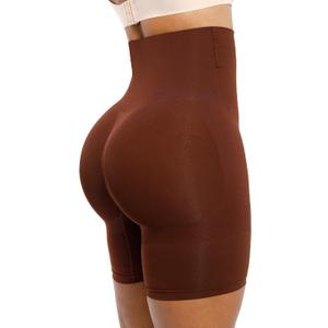SHAPELLX Tummy Control Shapewear High Waisted Womens Shapewear Underwear Seamless Waist Slimmer Shorts Body Shaper Brown L