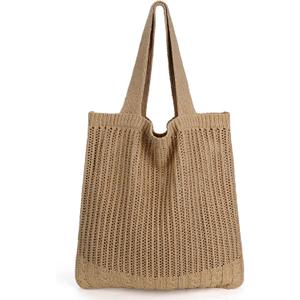 KPX Crochet Tote, Beach Mesh Knitted Shoulder Bag - Large Aesthetic Hobo Bag for Women - Summer