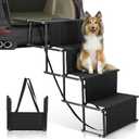 Dog Stairs for Car, Foldable Ramps for Dogs with Non-Slip Surface, Lightweight Aluminum, Portable Pet Steps for Truck, Car, SUV