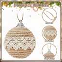 12 Pcs Boho Christmas Balls Ornament, 2.36 Inch Lace Burlap Farmhouse Jute Rope Hanging Balls, Burlap Neutral Rustic Decorations Balls for Home Xmas Tree Wreath Garland Wedding Home