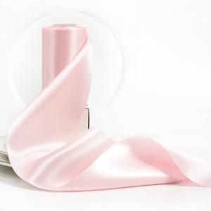 HUIHUANG Solid Color Satin Ribbon 4 inch Wide Light Pink Thick Fabric Ribbon Double-Faced Satin Ribbon for Wedding Chair Sash Large Bows Making Party Decor Dress Sash Sewing Crafts-10 Yards/Roll