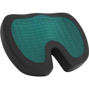 Amazon Basics Comfortable Seat Cushion for Office Chairs, Gel Enhanced Memory Foam, Non-Slip, Cooling Support for Long Sitting, Black