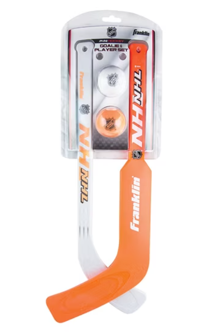 Franklin Sports NHL Mini Hockey Stick and Ball Set - Kids Indoor Knee Hockey Game Set - Includes 2 Mini Sticks and 2 Foam Balls