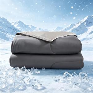 Cosybay Cooling Comforter King Size, Double-Sided Cold Tech Fabric, Breathable Summer Comforter for Hot Sleepers & Night Sweats, Silky Smooth Cooling Blanket, 106''x 90'', Dark Gray/Light Gray