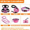 LOBEVE No Pull Dog Harness, Collar & Leash Set | Includes Dog Seat Belt, Collapsible Bowls & Poop Bag Dispenser. Ideal for Training, Walking, Hiking. Fits Small to Large Dogs(Pink-M)