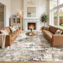 Area Rugs for Living Room: 10x14 Abstract Washable Rug Modern Neutral Large Soft Stain Resistant Non-Slip Backing Machine Table for Bedroom Dining Room Indoor Home Office Carpet - Gold Brown