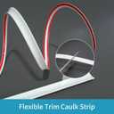 Flexible Trim Caulk Strip Wall Moulding Trim, 1/2 in x16 Ft Peel and Stick Trim for Wall Corner Deco, Ceiling, Backsplash Tile Edge, Countertops, Baseboard, Floor(White)