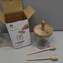 Airtight Honey Pot with Dipper - Borosilicate Glass Honey Jar with Dipper - Glass Honey Dispenser No Drip - Honey Container with Dipper - Honey Holder - 13.5 OZ (Brown)