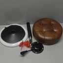 LUE BONA Adjustable Vanity Stool, 360Swivel Vanity Chair for Makeup Room, Brown Stool Chair for Vanity, Small Faux Leather Vanity Stools for Bathroom, Living Room