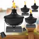 Citronella Post Cap Lights 4 Pack, Black Outdoor Fence Post Torches, 22oz Outside Citronella Deck Light for 4x4 5x5 6x6 Posts, Metal Garden Torch for Garden Dcor, Backyard, Patio