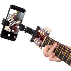 Guitar Head Phone Holder for Live Broadcast Video Recording, Suitable for iPhone and Samsung Smart Phones, Compatible with Electric Guitar/Bass/Ukulele