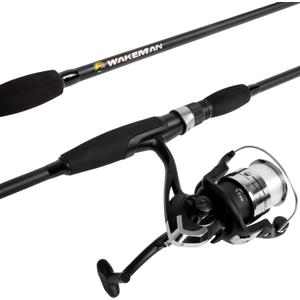 Fiberglass Fishing Pole - Strike Series 78-Inch Collapsible Rod and Spinning Reel Combo, EVA Handle, Pre-Spooled Reel, Fishing Gear for Catching Walleye, Bass, Trout, and More by Wakeman