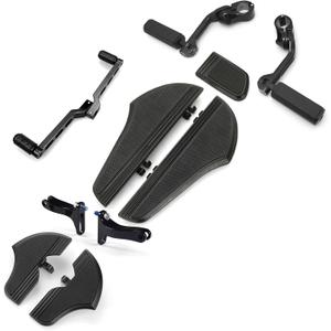 For Harley Davidson Floorboards Touring Street Road Glide Passenger Defiance Floorboards Motorcycle Footboards (All Black, comb sets with highway pegs)