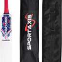 SPORTSAXIS Stunburn Grade 1 Kashmir Willow Cricket Bat - Rubber Grip, Semi Round Bottom - Full Size for Powerful Strikes - Ideal Training - Practice for Home/Club Play/Beach/Backyard Cricket