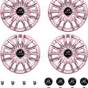 Golf Cart Hub Caps 8 Inch for EZGO/Club Car/Yamaha (Excludes EZGO RXV) Golf Cart Wheels and Tires, Snap-On Installation Wheel Covers Accessories, Premium ABS Plastic, Set of 4, Rose Gold