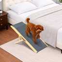 Adjustable Dog Ramp for Furniture and Beds - 34" L x 14" W Dog Bed Ramps for Medium Dogs with 4 Incline Levels & Non-Slip Traction Carpet (Natural)