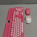 Wireless Keyboard and Mouse Combo, Cute Hot Pink Full-Size Retro Typewriter Keyboard with Round Keycaps, Magnetic Wrist Rest, Tilt Legs, 2.4GHz Cordless for Mac, Windows PC, Laptop, SABLUTE CK23
