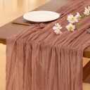 Socomi 3pcs Dusty Rose Easter Spring Cheesecloth Table Runner Boho Rustic Gauze 120 inch 10FT Cheese Cloth Runner for Wedding Party Baby Shower Birthday Home Decor Holiday Decorations