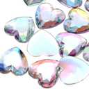 MECCANIXITY 20 Pcs Acrylic Heart Rhinestone, 30mm Flat Back Plastic Gems Jewelry Stickers for Craft Bead Face Painting Costume Jewelry Making White AB