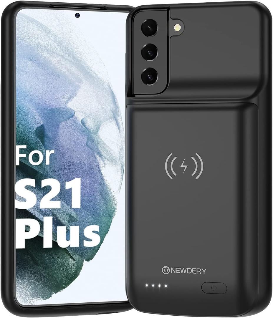 NEWDERY Battery Case for Galaxy S21 Plus 6.7" 10000mAh, Fast Charging & Qi Wireless & Android Auto Supported, Extended Battery Charger Protective Case for Samsung S21+