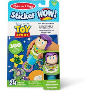 Melissa & Doug Sticker Wow! 24-Page Activity Pad and Sticker Stamper, 300 Stickers, Arts and Crafts Fidget Toy Collectible Character  Disney Buzz Lightyear - for Kids Ages 3+ - FSC Certified