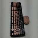 FOPETT Wireless Keyboard and Mouse Combo - 2.4G Full-Sized Cute Colorful Mouse and Keyboard with 104 Round Keys Retro Typewriter Keyboard for Laptop/Windows/PC - Pink Gradient