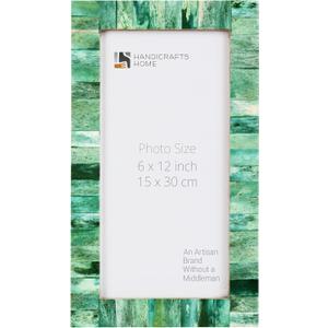 Handicrafts Home 6x12 Poster Frame - Green Bone Inlay Classic Collection Wall Mount Decorative Picture Frame for Posters, Photos, Diplomas, Certificates, Art Work - Handmade Vintage Home Decor Gift